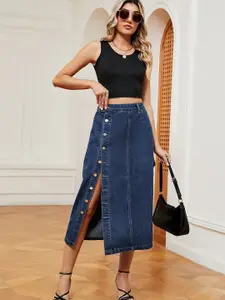 StyleCast Button Detail Denim Midi Skirt
