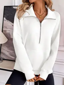 StyleCast x Revolte Women Solid Shirt Collar Pullover Sweatshirt