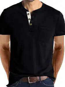 StyleCast x Revolte Men Solid Henley Neck T-shirt