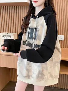 StyleCast x Revolte Women Abstract Printed Hooded Sweatshirt