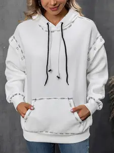 StyleCast White Hooded Long Sleeves Pullover