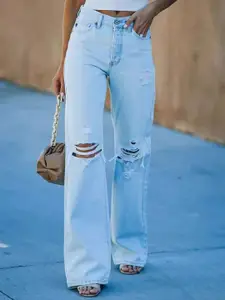 StyleCast Women Straight Fit Mildly Distressed Light Fade Stretchable Jeans