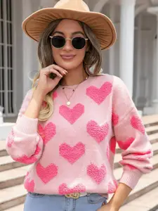 StyleCast Women Self Design Round Neck Pullover Sweater