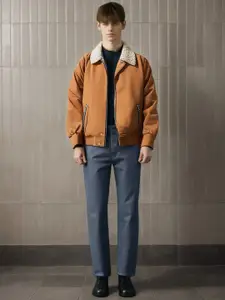 StyleCast x Revolte Men Spread Collar Solid Casual Bomber Jacket