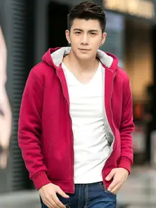 StyleCast x Revolte Men Hooded Solid Casual Bomber Jacket