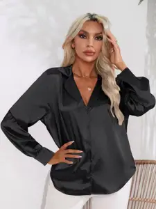 StyleCast Women Satin Opaque Long Sleeves Casual Shirt