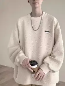 StyleCast x Revolte Men Textured Round Neck Longline Sweatshirt