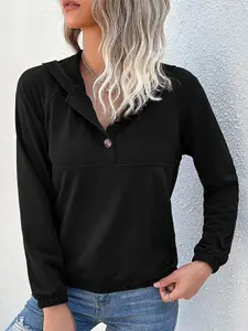 StyleCast Women Hooded Solid Sweatshirt