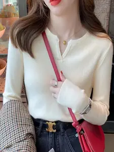 StyleCast Women Ribbed Round Neck Woollen Sweater