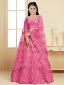 BAESD Girls Embroidered Semi-Stitched Lehenga & Unstitched Blouse With Dupatta