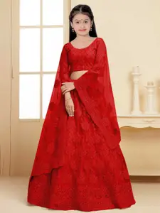 BAESD Girls Embroidered Semi-Stitched Lehenga & Unstitched Blouse With Dupatta
