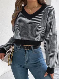 StyleCast x Revolte Women Striped Crop Pullover Sweaters