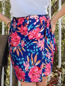 StyleCast Blue Printed Wrap Mini Skirts