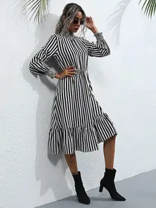 StyleCast Striped A-Line Midi Dress