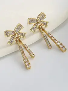 SUBHAGALANKAR Gold-Plated Zircon Studded Drop Earrings