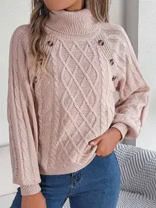 StyleCast x Revolte Women Cable Knit Turtle Neck Pullover Sweater