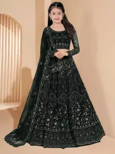 BAESD Girls Embroidered Semi-Stitched Lehenga & Unstitched Blouse With Dupatta