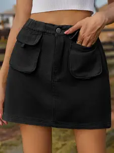 StyleCast Solid Denim Mini Skirt