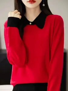 StyleCast Women Shawl Collar Long Sleeves Pullover Sweater