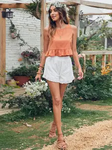 StyleCast Women Peplum Sleeveless Casual Crop Top