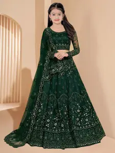 BAESD Girls Embroidered Semi-Stitched Lehenga & Unstitched Blouse With Dupatta