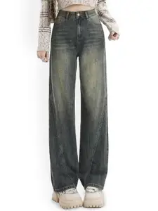 StyleCast Women Straight Fit High-Rise Heavy Fade Denim Jeans