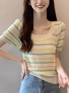 KPOP Women Striped Pullover Sweater