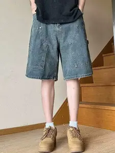 StyleCast Men Blue Mid-Rise Relaxed Fit Cotton Denim Shorts