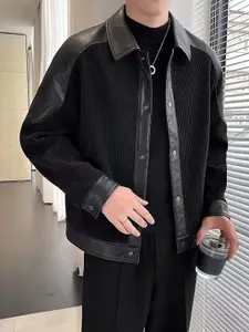 StyleCast x Revolte Men Solid Casual Leather Jacket