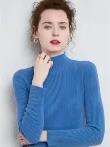 StyleCast Women Striped High Neck Pullover