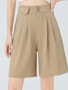 StyleCast x Revolte Women Loose Fit Mid-Rise Pleated Shorts