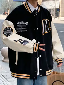 StyleCast Men Graphic Colourblocked Varsity Jacket