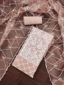 Panzora Floral Embroidered Organza Unstitched Dress Material