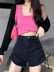 StyleCast Women Slim Fit High-Rise Shorts