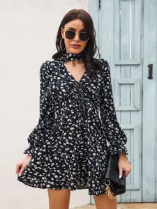 StyleCast Black & White Floral Mini Dress