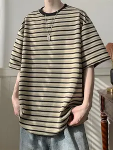 StyleCast x Revolte Men Striped Round Neck Oversized T-shirt