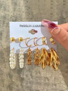 Celestique Set Of 6 Contemporary Korean Hoop Earrings