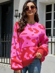 StyleCast Women Animal Printed Round Neck Long Sleeves Pullover