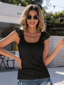 StyleCast x Revolte Striped Scoop Neck Knitted Top