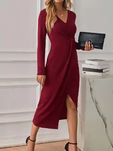 StyleCast Georgette V-Neck Wrap Midi Dress