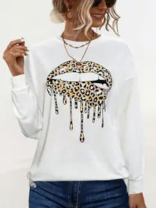 StyleCast x Revolte Women Graphic Printed Round Neck Pullover Sweatshirt