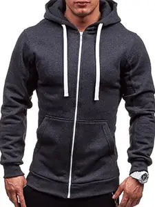 StyleCast x Revolte Men Solid Hood Front-Open Sweatshirt