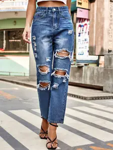 StyleCast Women Regular Fit Highly Distressed Light Fade Stretchable Jeans