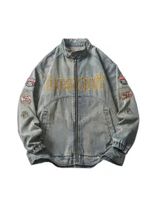 StyleCast Men Typography Casual Denim Jacket