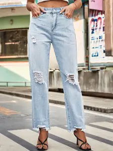 StyleCast Women Regular Fit Mildly Distressed Light Fade Stretchable Jeans