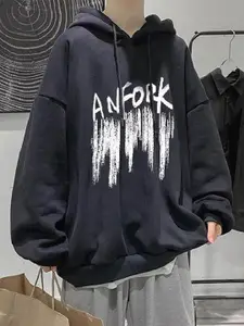 StyleCast x Revolte Men Abstract Printed Hooded Sweatshirt