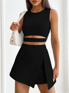 StyleCast Black Sleeveless Top With Skirt