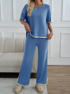 StyleCast Round Neck Short Sleeves Top With Trousers