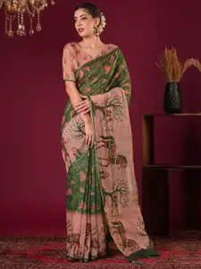 Anouk Women Floral Printed Linen Blend Jamdani Saree