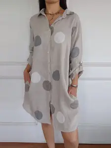 StyleCast Women Printed Shirt Collar Shirt Dress